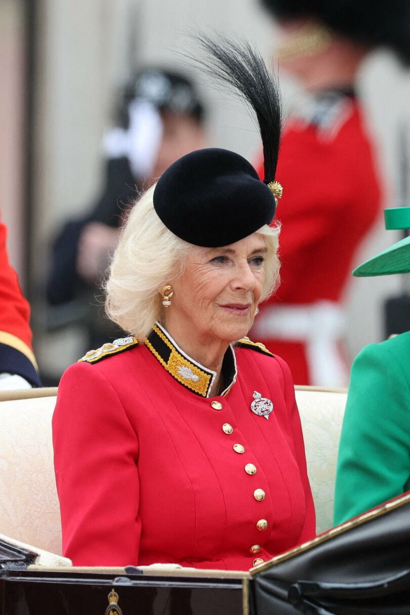 Queen Camilla - Trooping the Colour in London, UK, on June 17, 2023. Photo by Stephen Lock / i-Images/ABACAPRESS.COM <motCle99> Trooping The Colour Trooping The Color Akaba </motCle99> | 857289_021 London Royaume Uni United Kingdom