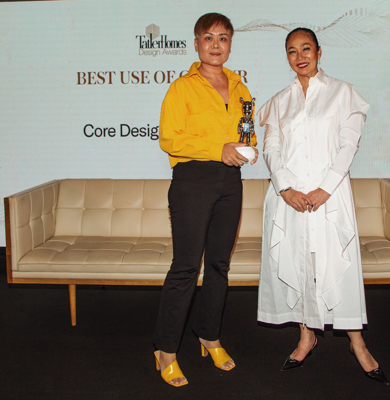 Scarlette Lee of Core Design Gallery receiving the award for Best Use of Colour