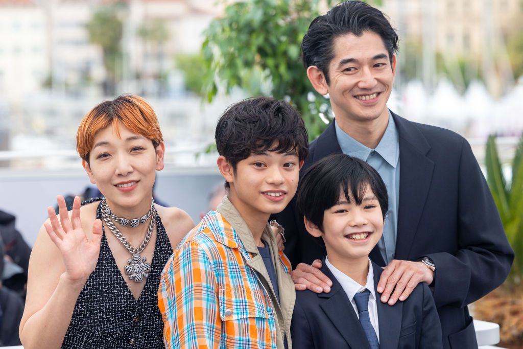 CANNES, FRANCE - MAY 18: (L-R) Sakura AndÅ, Kurokawa Soya, Hinata Hiiragi and Eita Nagayama attend the "Monster" photocall at the 76th annual Cannes film festival at Palais des Festivals on May 18, 2023 in Cannes, France. (Photo by Marc Piasecki/FilmMagic)
