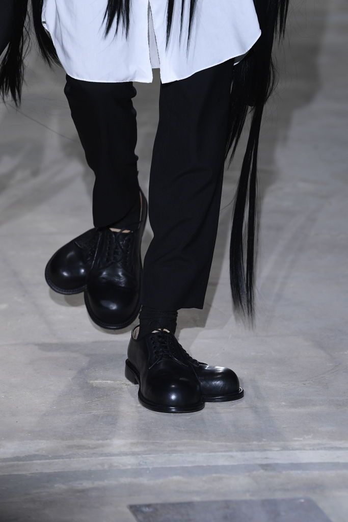 Model on the runway at the Comme des Garcons Homme Plus Spring 2024 Menswear Collection Fashion Show on June 23, 2023 in Paris, France. (Photo by Giovanni Giannoni/WWD via Getty Images)