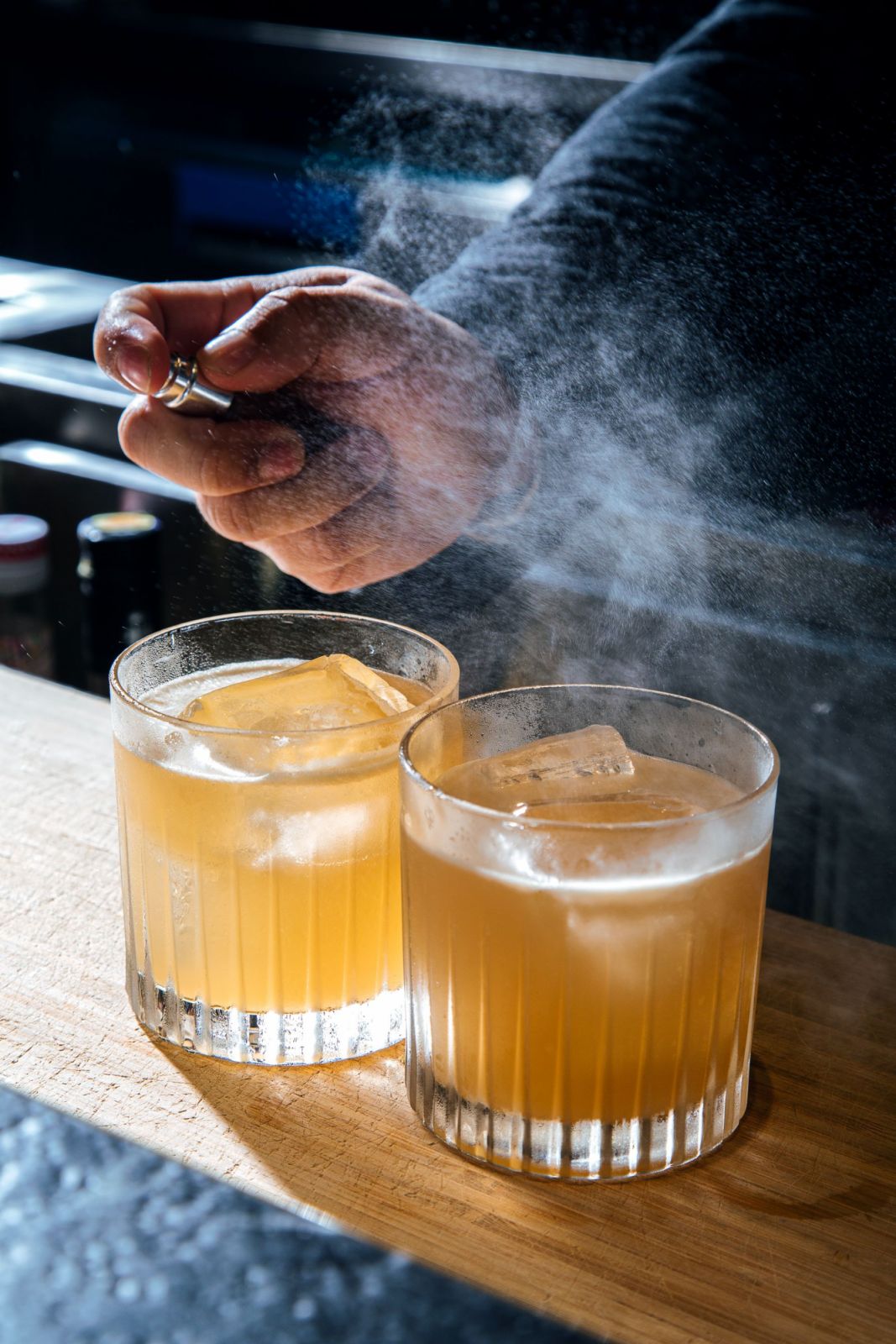 Finishing a Penicillin with a spritz of smoky Scotch whisky
