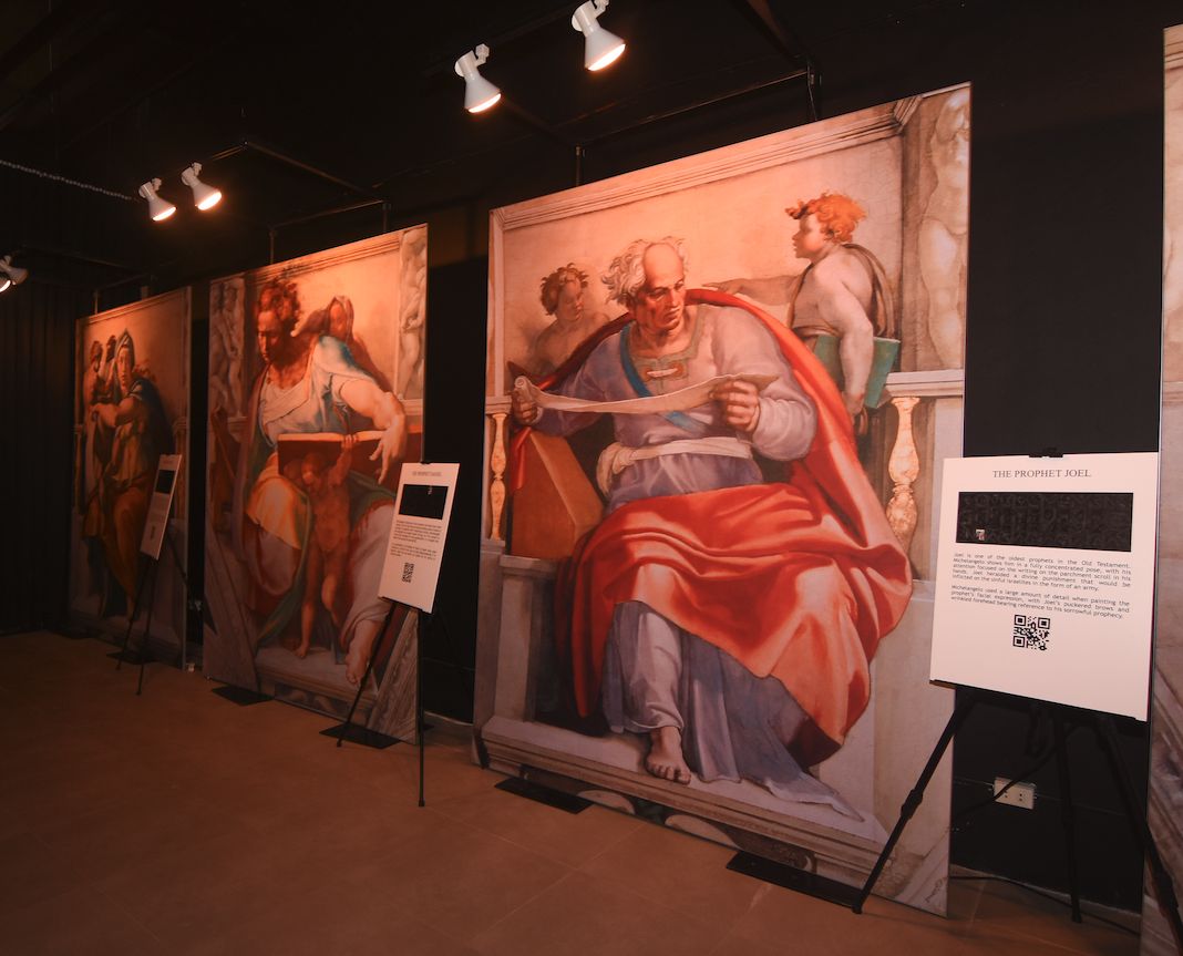 Michelangelo’s “Delphic Sybil,” “The Prophet Daniel,” and “The Prophet Joel” at the Sistine Chapel Exhibition located in Estancia Mall, Capitol Commons