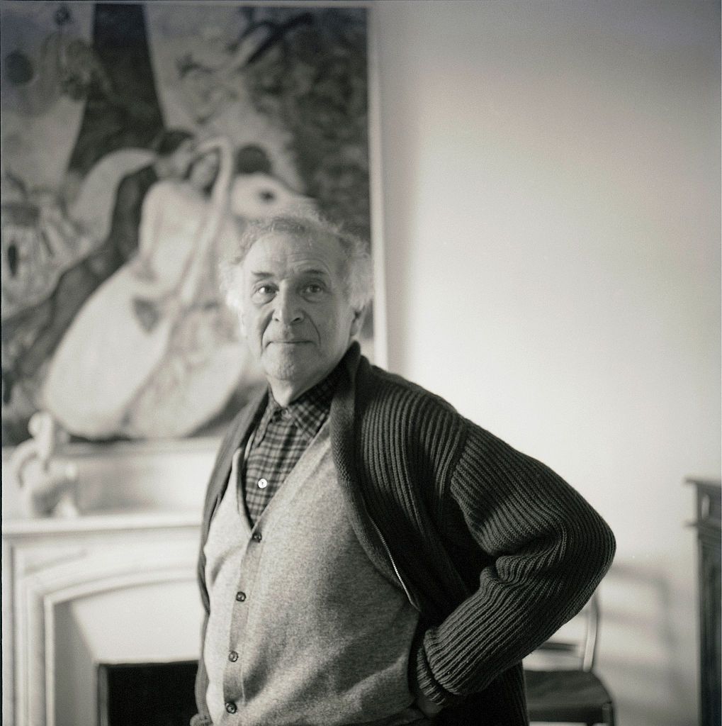 Painter Marc Chagall in his house. St.Paul-de-Vence. 1957. France. Photograph by Franz Hubmann (Photo by Imagno/Getty Images)