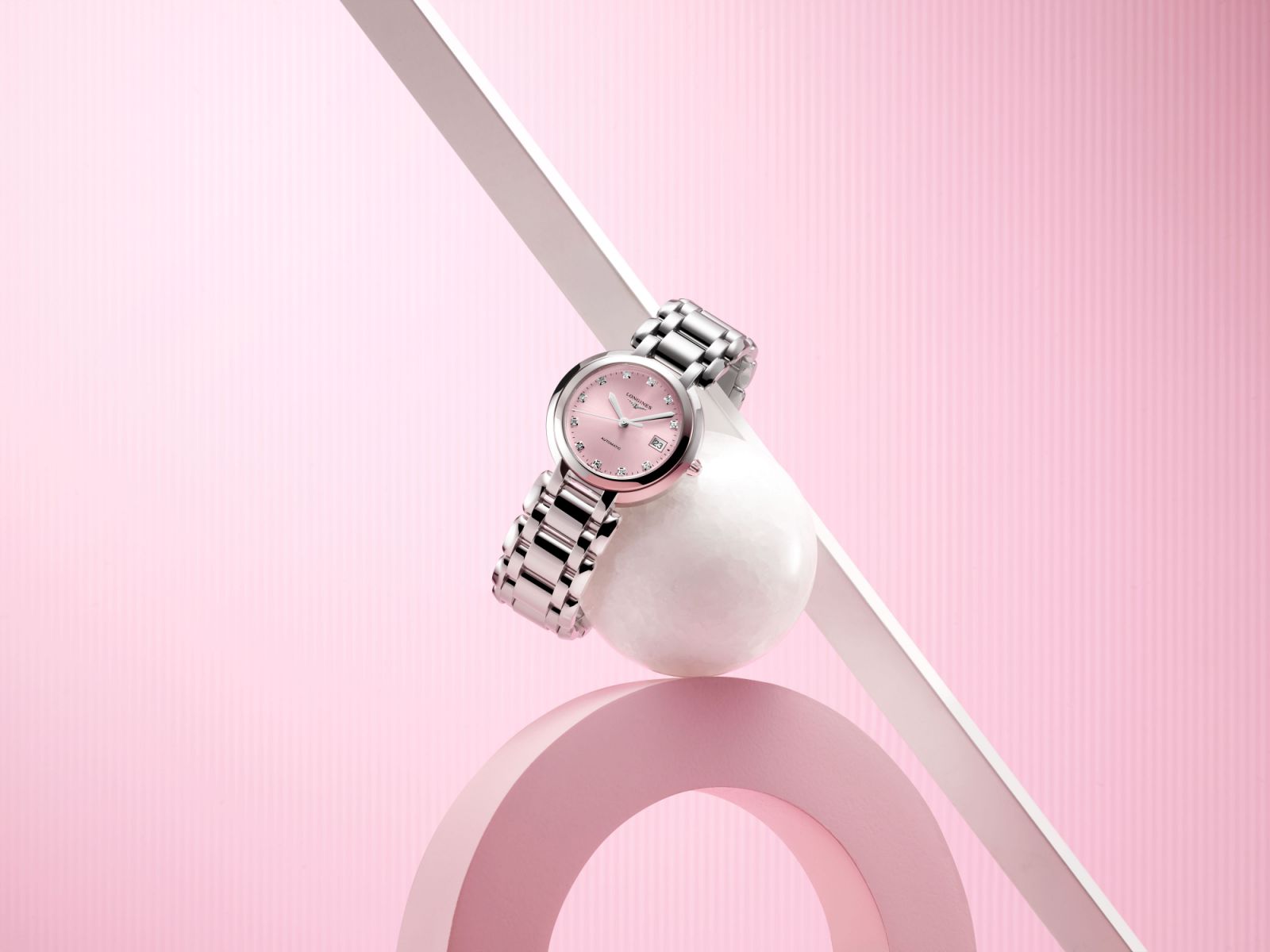 Longines PrimaLuna in cherry pink