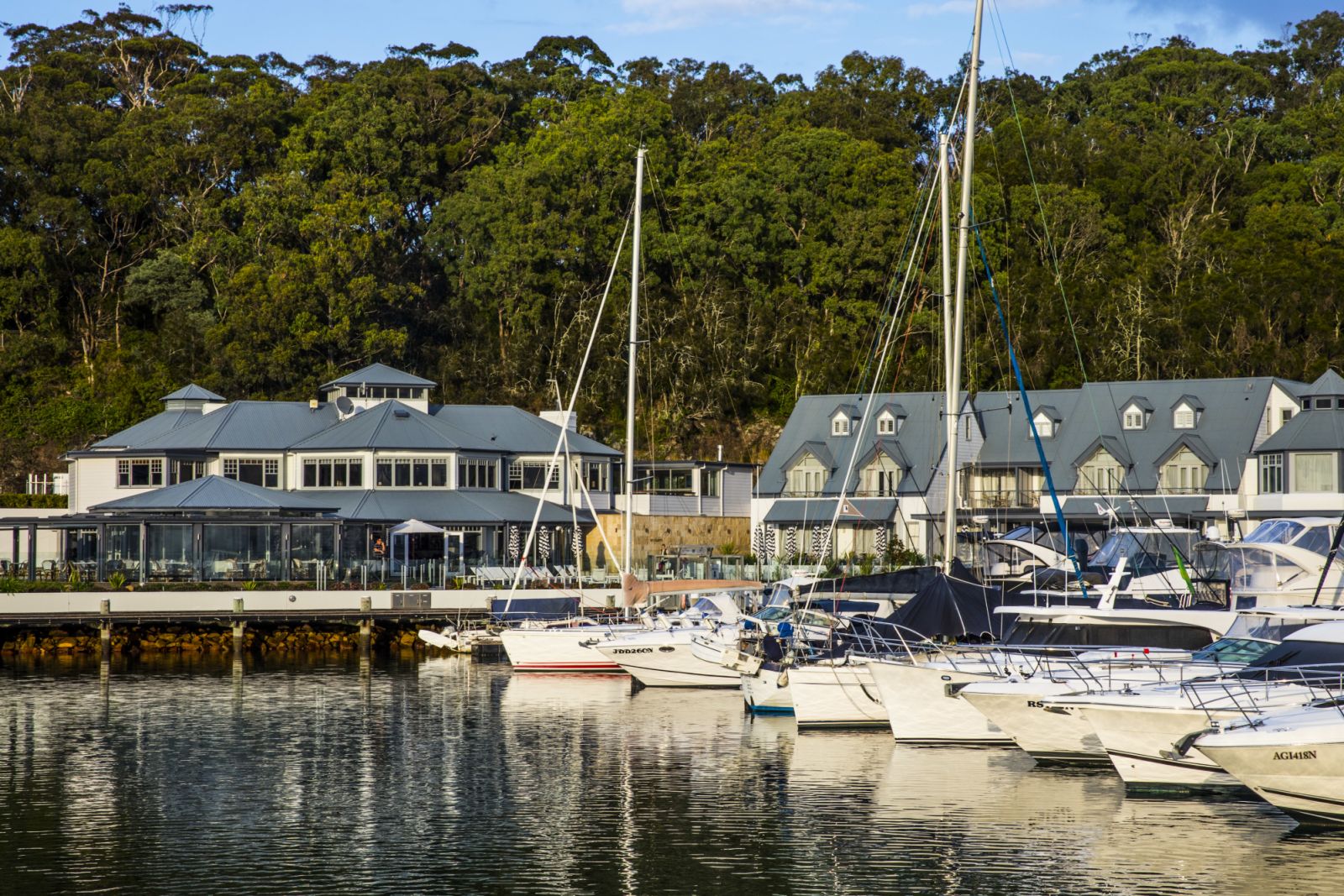 Boats moored at The Anchorage Hotel and Spa, Port Stephens (Photo: Destination NSW)