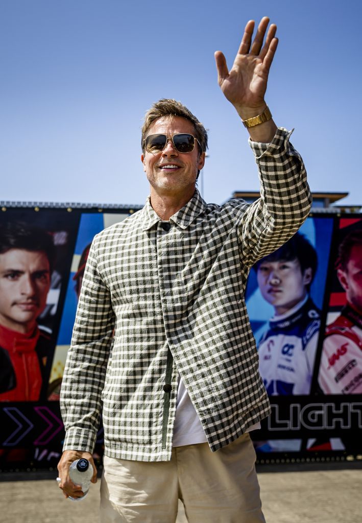 SILVERSTONE - Actor Brad Pitt arrives ahead of the British Grand Prix at the Silverstone Circuit. ANP SEM VAN DER WAL (Photo by ANP via Getty Images)
