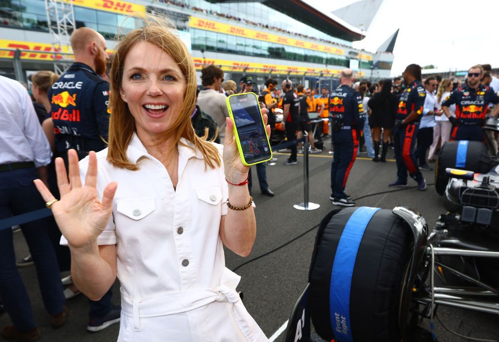 NORTHAMPTON, ENGLAND - JULY 09: Geri Horner looks on from the grid during the F1 Grand Prix of Great Britain at Silverstone Circuit on July 09, 2023 in Northampton, England. (Photo by Mark Thompson/Getty Images)