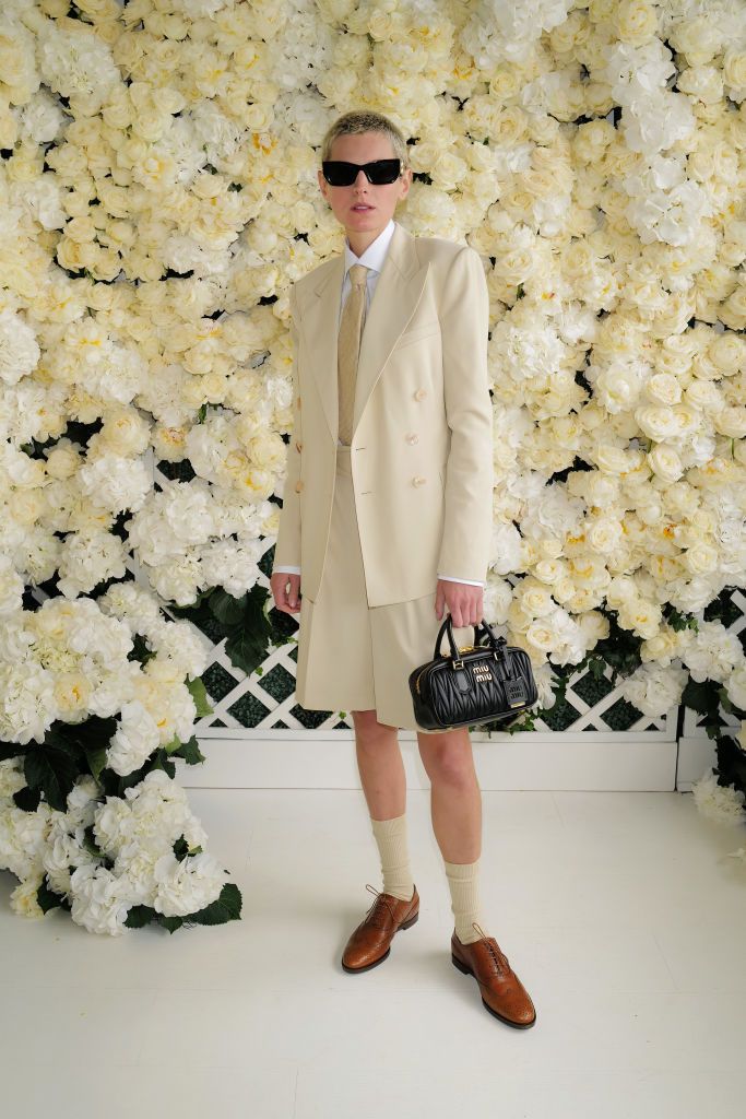 WIMBLEDON, ENGLAND - JULY 09: Emma Corrin, wearing Ralph Lauren, attends the Polo Ralph Lauren & British Vogue event during The Championships, Wimbledon at All England Lawn Tennis and Croquet Club on July 09, 2023 in Wimbledon, England. (Photo by Darren Gerrish/WireImage)
