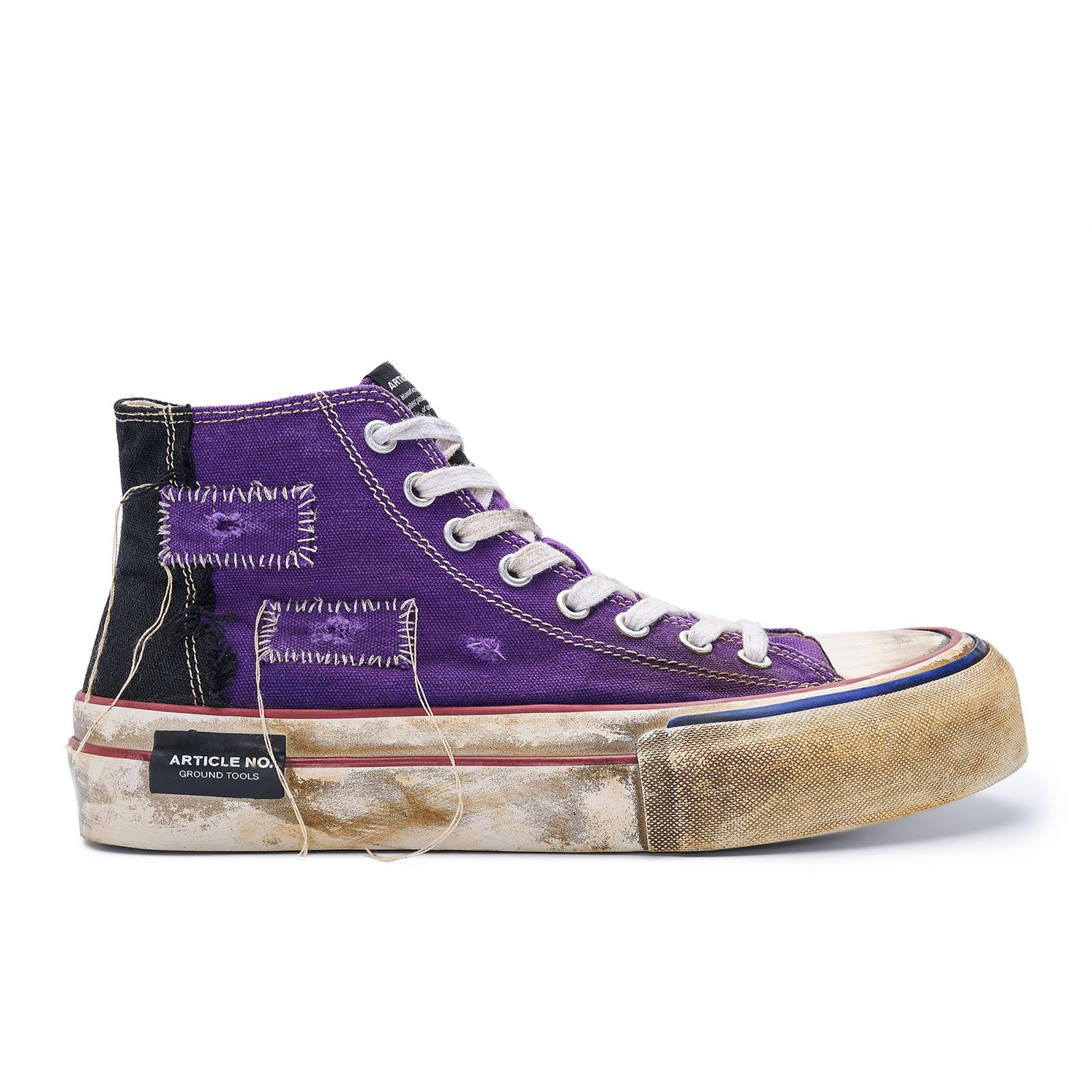 DIRTY PURPLE PATCHWORK HIGH-TOP VULCANIZED $9,980(Photo: ARTICLE NO.)