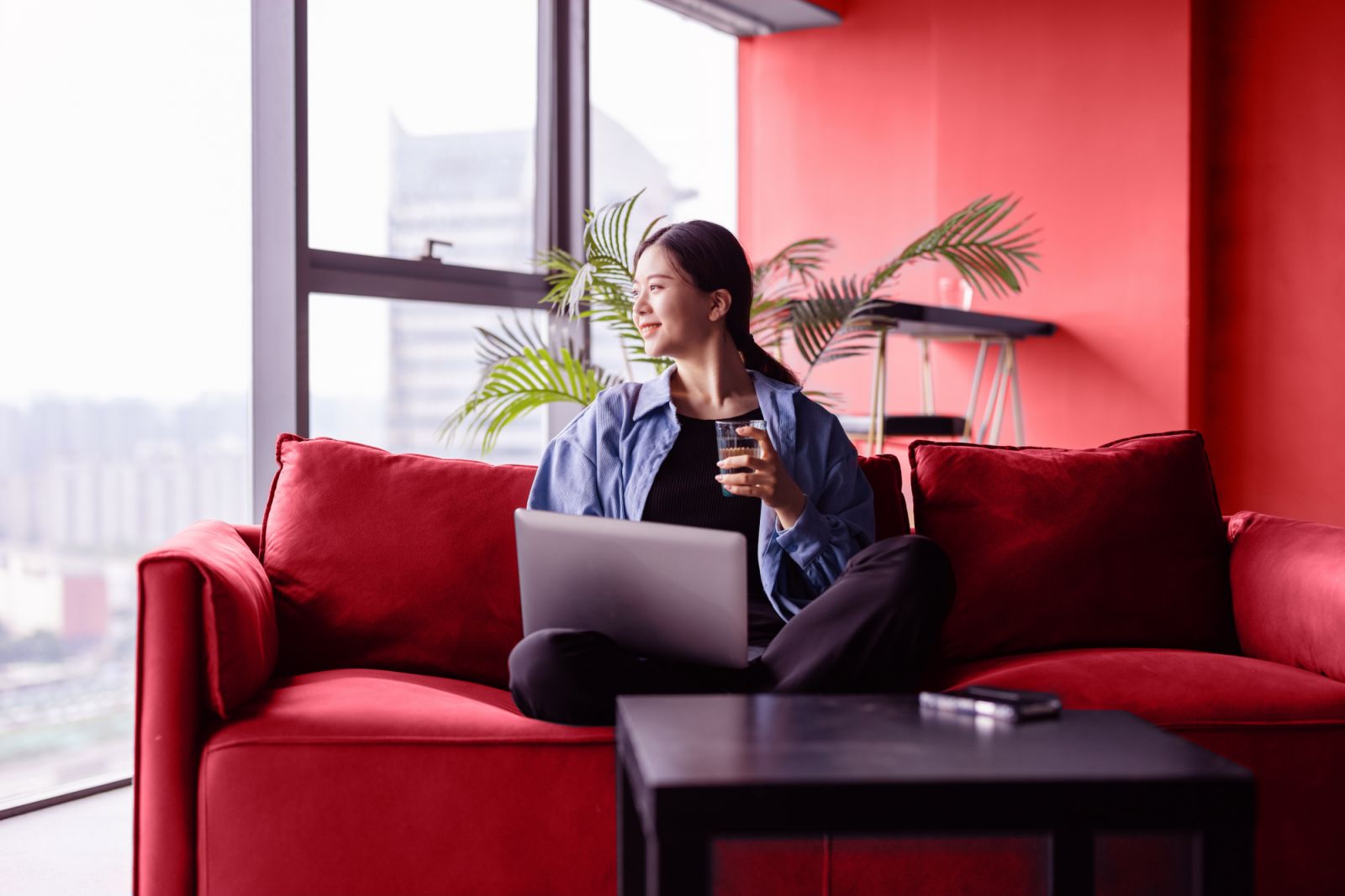 Asian women working at home