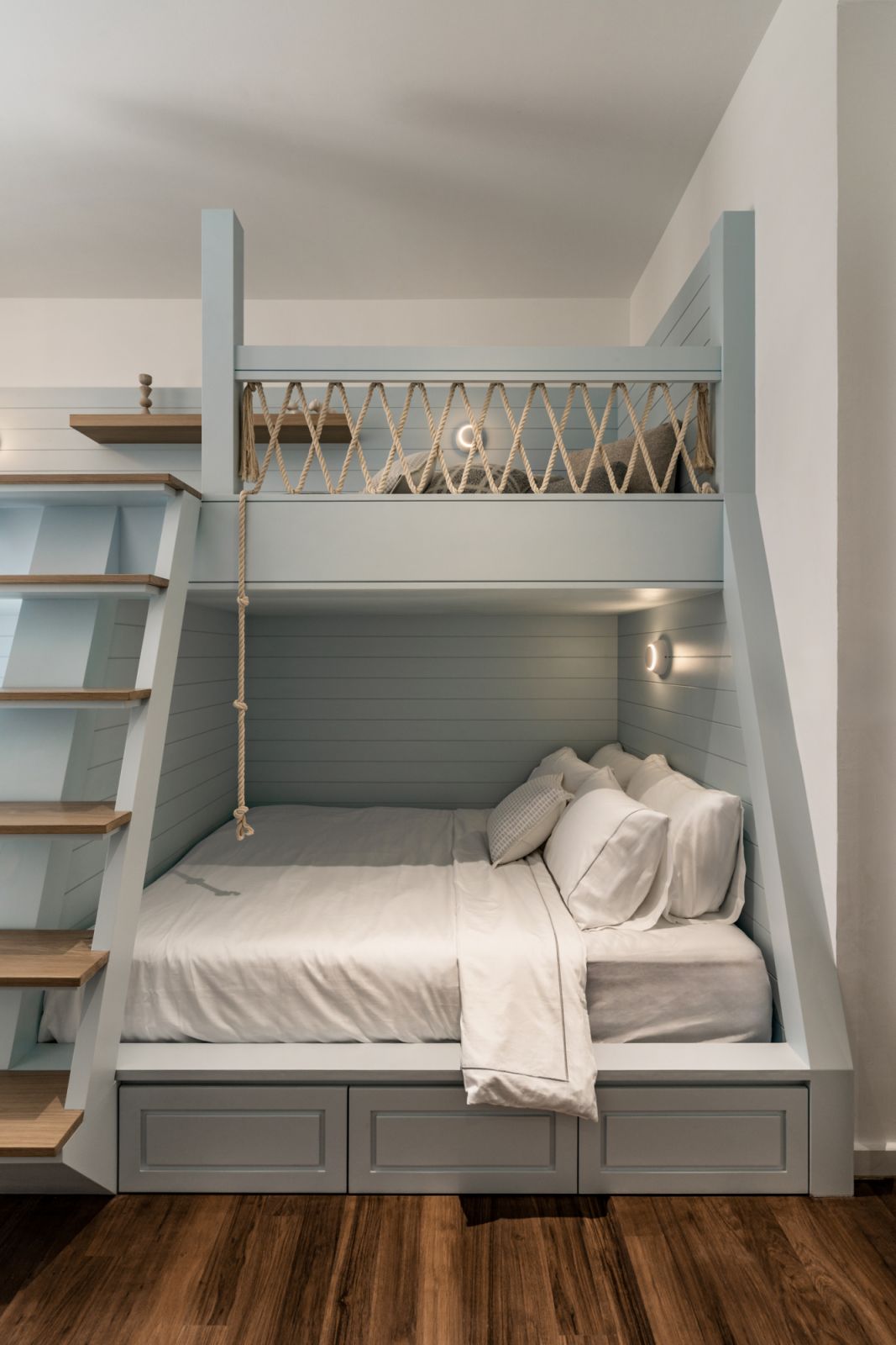 The bunk bed is the highlight of the kid's room