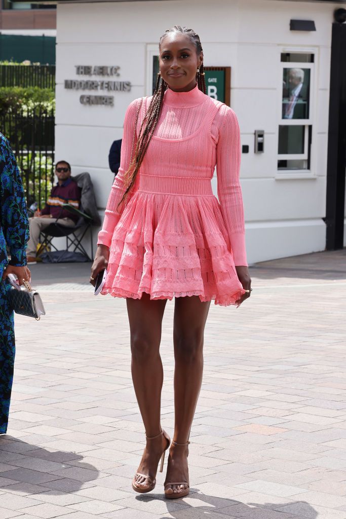 LONDON, ENGLAND - JULY 15: Issa Rae attends day thirteen of the Wimbledon Tennis Championships at All England Lawn Tennis and Croquet Club on July 15, 2023 in London, England. (Photo by Neil Mockford/GC Images)