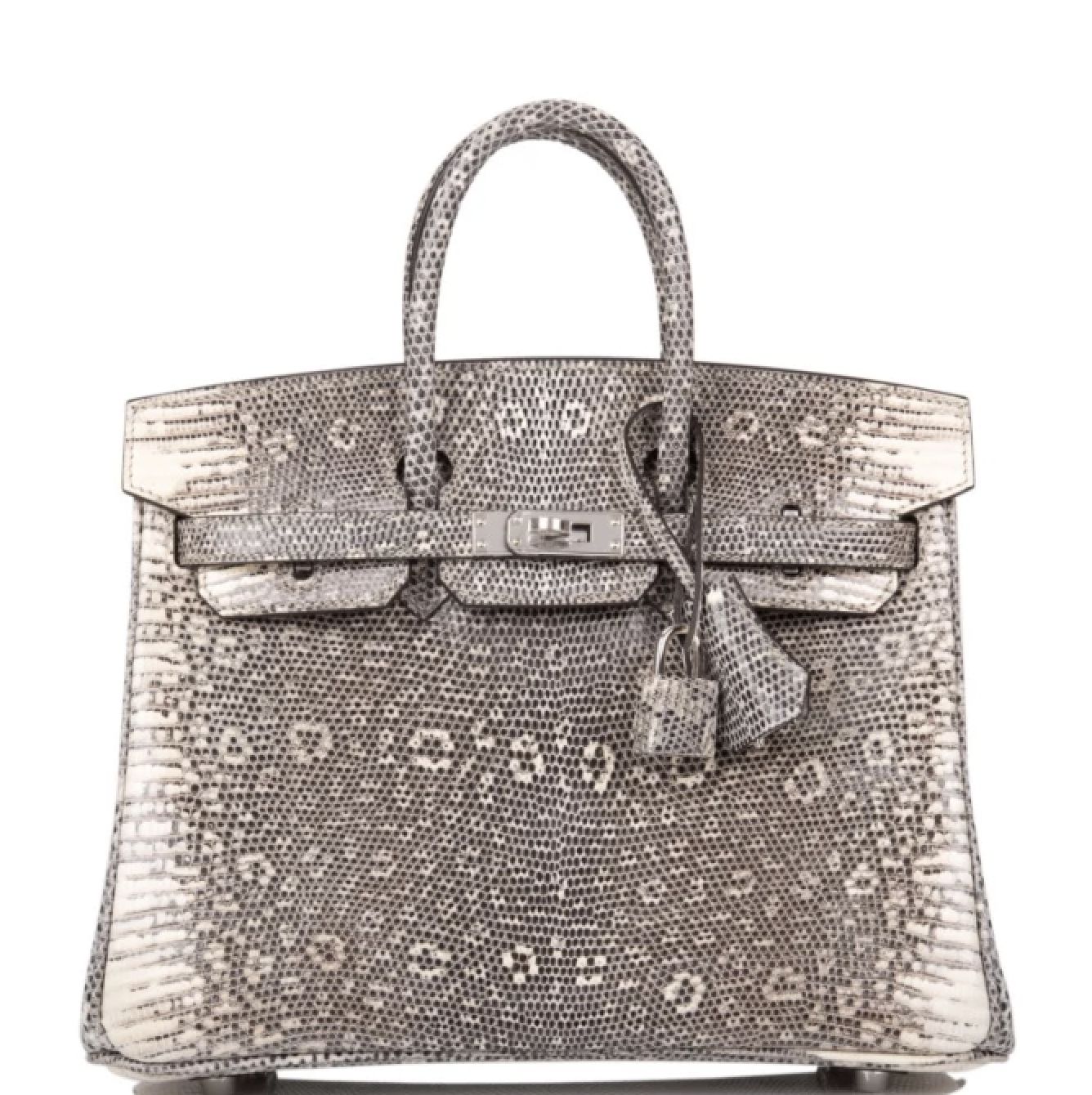 愛馬仕漸變色VARANUS SALVATOR蜥蜴皮25公分柏金包,配鍍鈀金屬件,2019年。(Photo via Christie's)