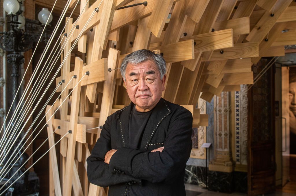 VENICE, ITALY - MAY 13: Architect Kengo Kuma attends the opening of the exhibition âKengo Kuma: Onomatopoeia Architectureâ at ACP-Palazzo Franchetti during the 18th International Architecture Exhibition â La Biennale di Venezia. The exhibition is sponsored by Qatar Creates on May 13, 2023 in Venice, Italy. (Photo by Simone Padovani/Getty Images for Qatar Creates)