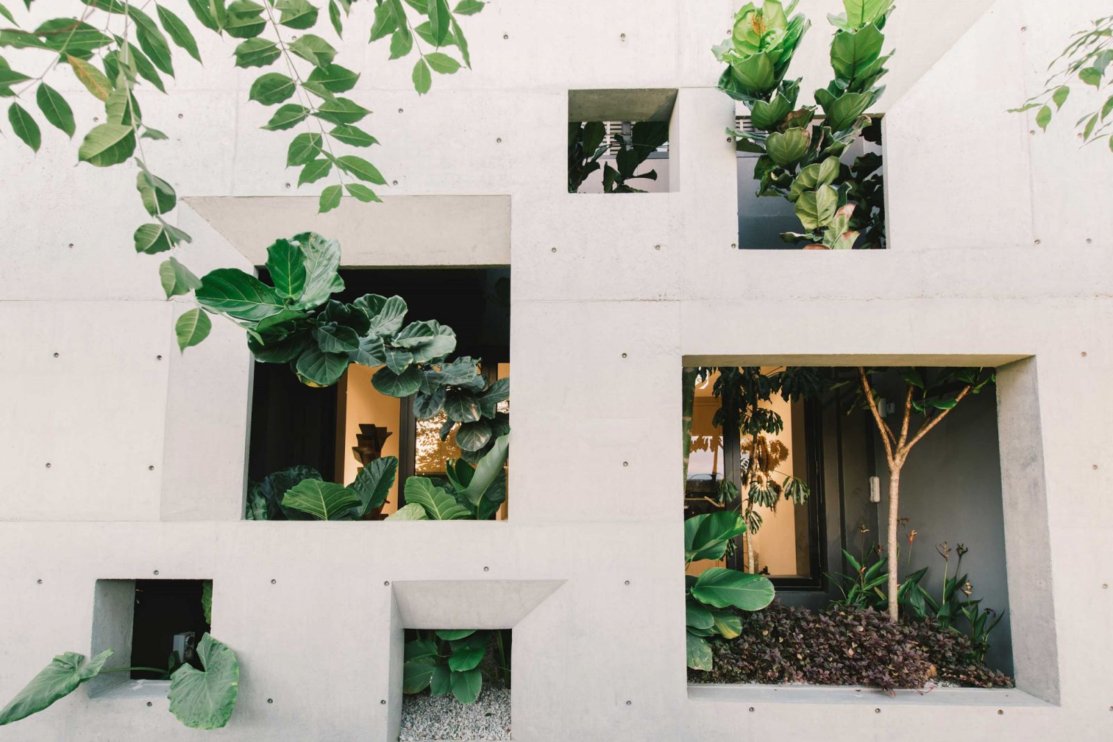 Landscaping was incorporated within the concrete envelope