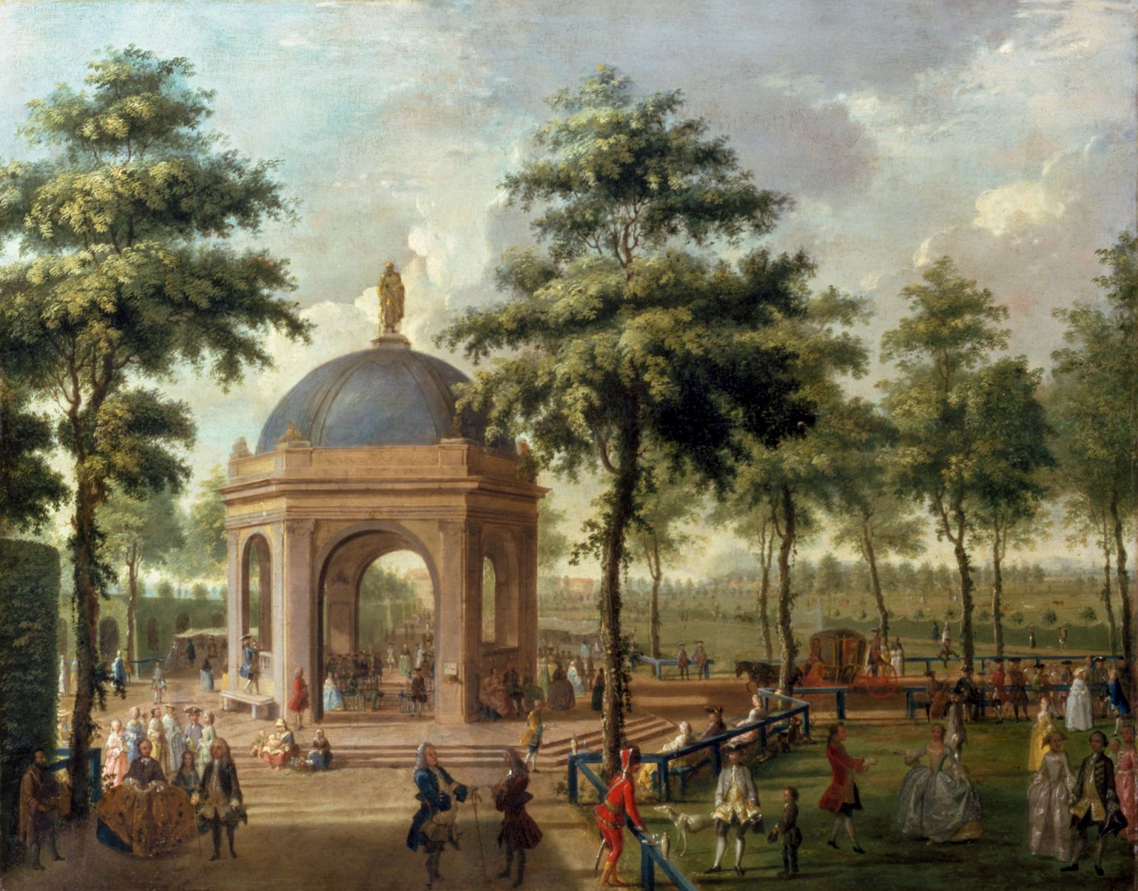 Baden-Baden (Baden-Württemberg, Deutschland)."The medicinal springs, Baden-Baden".Painting, c. 1760, german school.London, Sotheby's,April 4, 1984, lot 25.