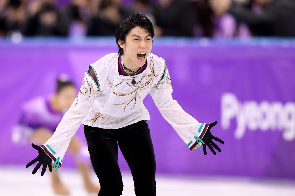 GANGNEUNG, SOUTH KOREA - FEBRUARY 17:  Yuzuru Hanyu of Japan reacts after competing during the Men's Single Free Program on day eight of the PyeongChang 2018 Winter Olympic Games  at Gangneung Ice Arena on February 17, 2018 in Gangneung, South Korea.  (Photo by Harry How/Getty Images)