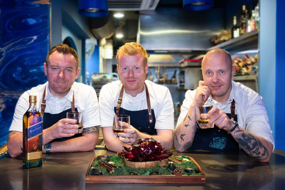 Chef Andrew Walsh (Cure, Singapore), Chef Mark Moriarty (Diageo Global Brand Ambassador), Chef Mickael Viljanen (Chapter One, Dublin)