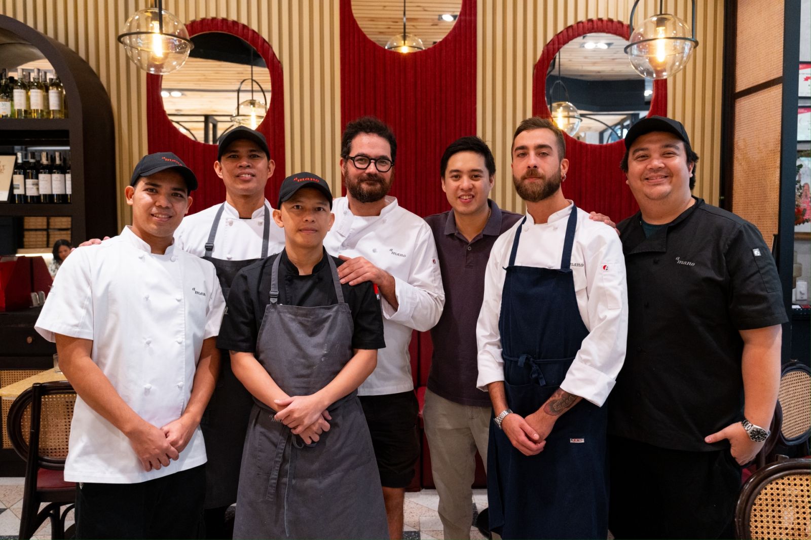 King of Carbonara Luciano Monosilio - Chef Luciano with team A Mano