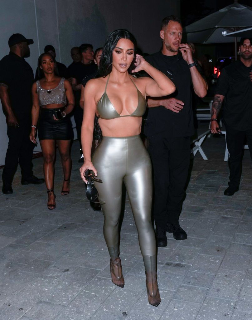 MIAMI, FLORIDA - MARCH 19: Kim Kardashian visits the SKIMS SWIM Miami pop-up shop on Saturday, March 19, 2022 in Miami, Florida. (Photo by J. Lee/Getty Images for ABA)