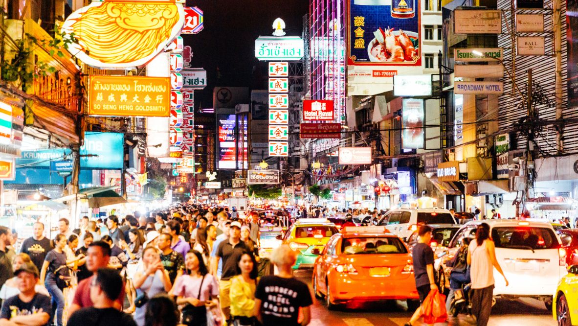 Crowds of people in Chinatown at night, Bangkok, Thailand (Photo: Getty Images)