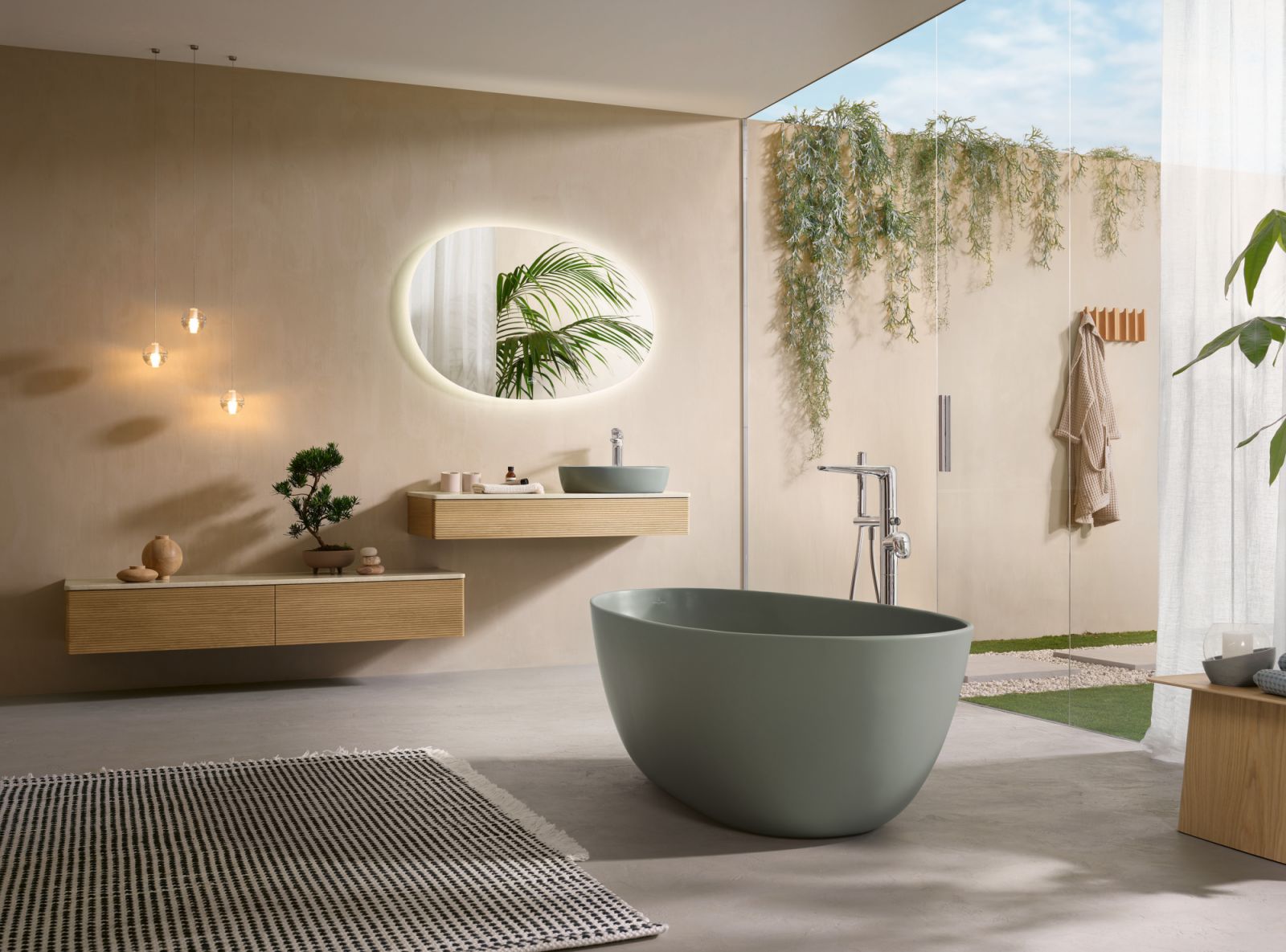 The free-standing bath in Morning Green