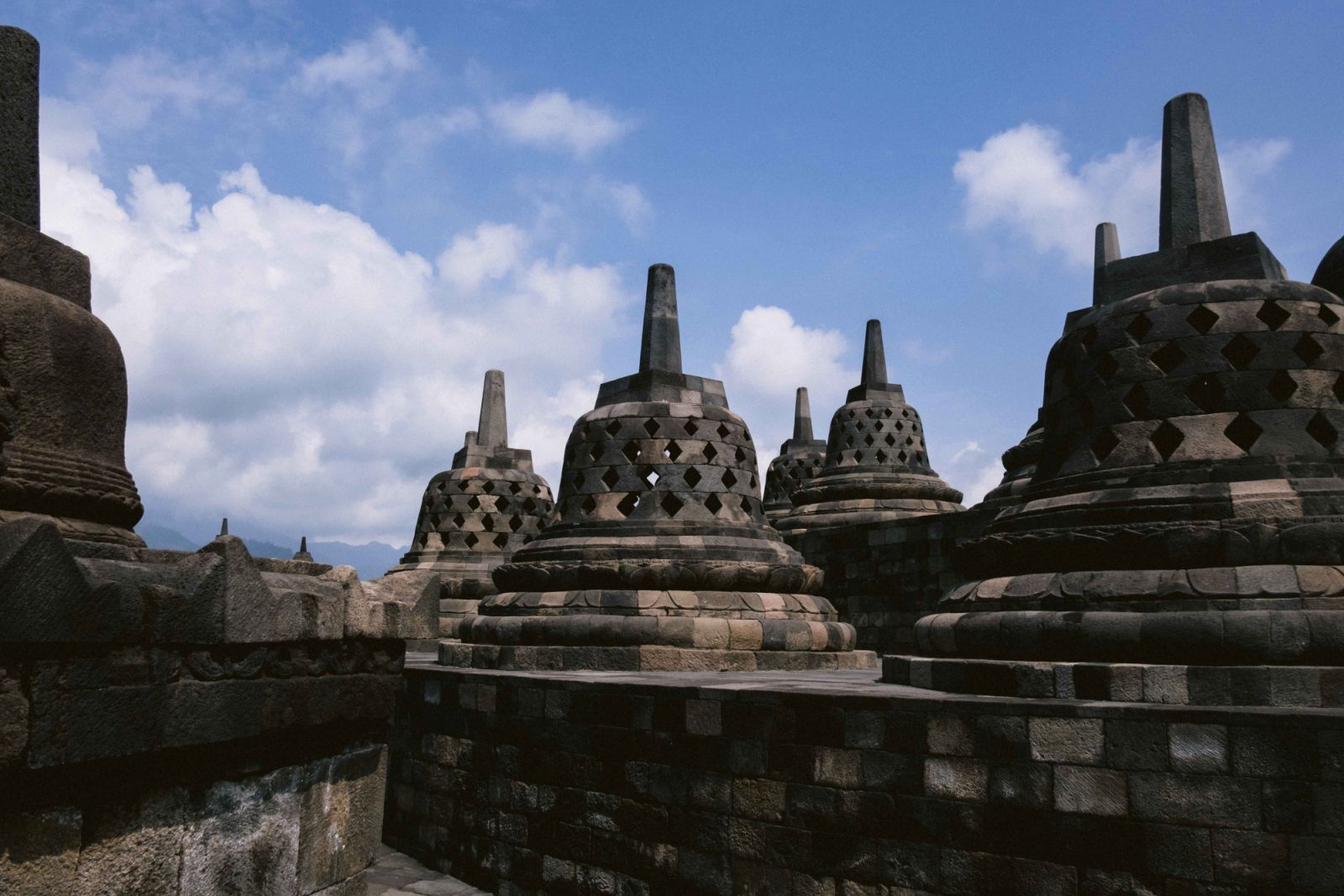The stupas at the Borodbudur temple