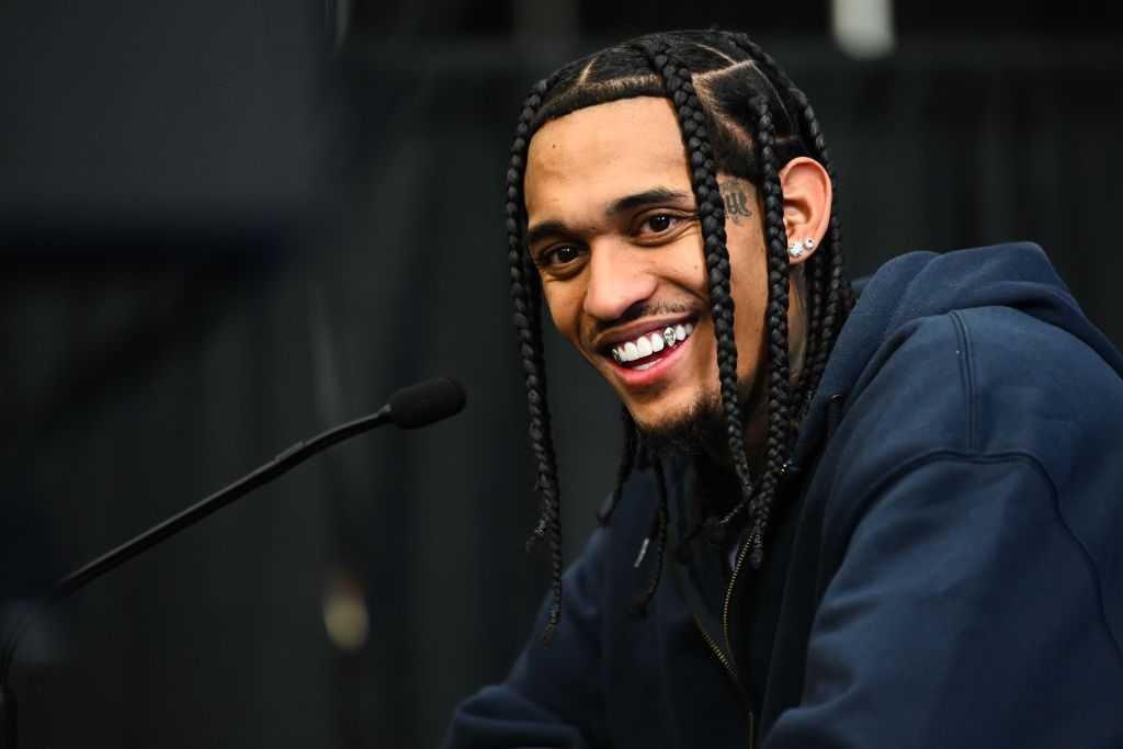 SALT LAKE CITY, UTAH - FEBRUARY 18: Jordan Clarkson of the Utah Jazz speaks during media availability as part of 2023 NBA All Star Weekend on February 18, 2023 in Salt Lake City, Utah. NOTE TO USER: User expressly acknowledges and agrees that, by downloading and or using this photograph, User is consenting to the terms and conditions of the Getty Images License Agreement. (Photo by Alex Goodlett/Getty Images)