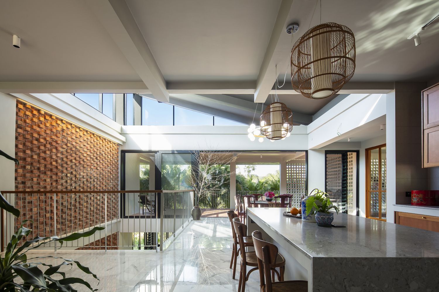 Burnt clay bricks are an effective feature wall (Photo: Lawrence Choo)