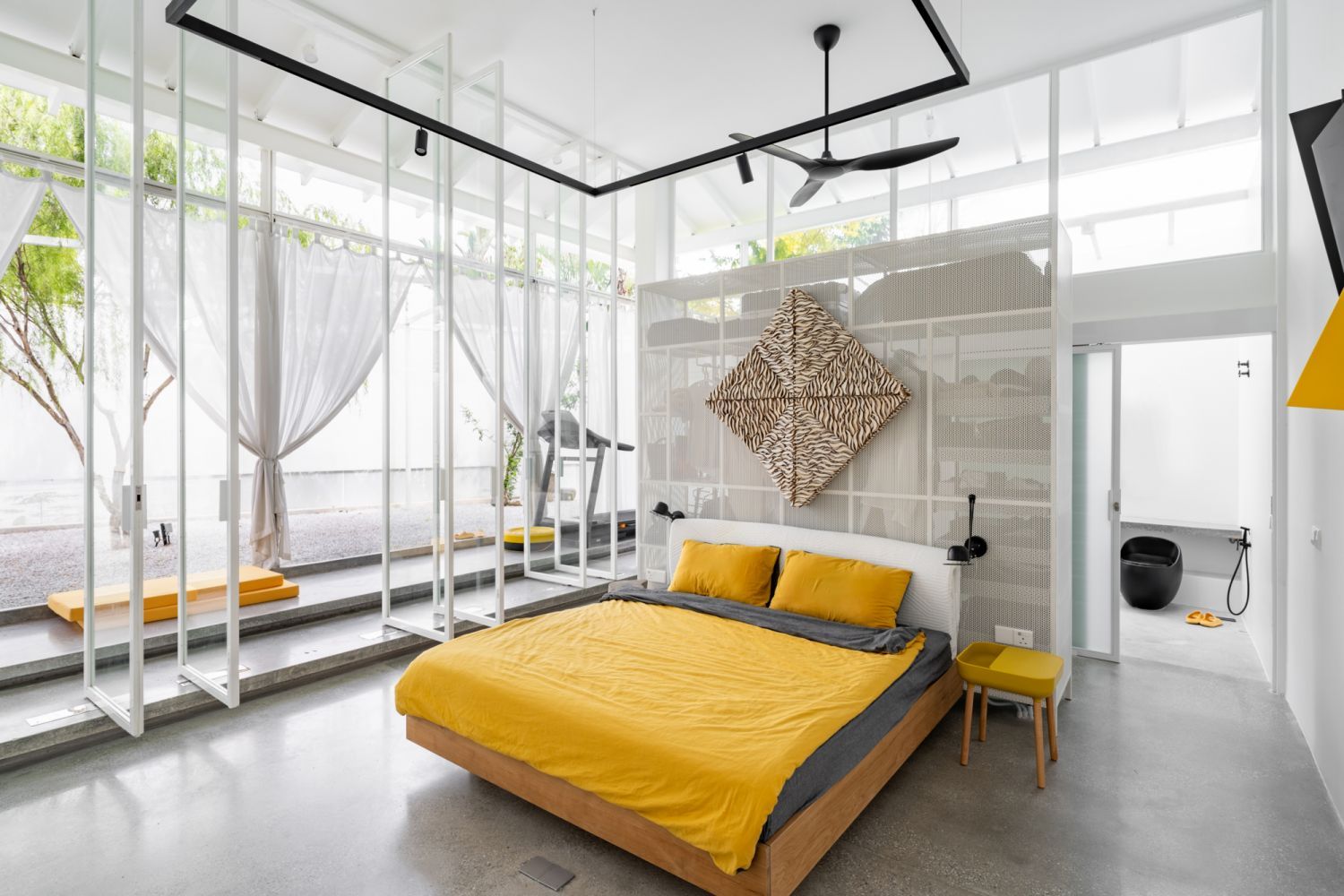 Bedrooms have full height doors which open up completely (Photo: Bricks Begin)