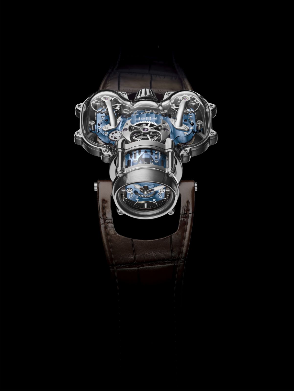 MB&F HM9 Sapphire Vision with white gold frame and blue engine
