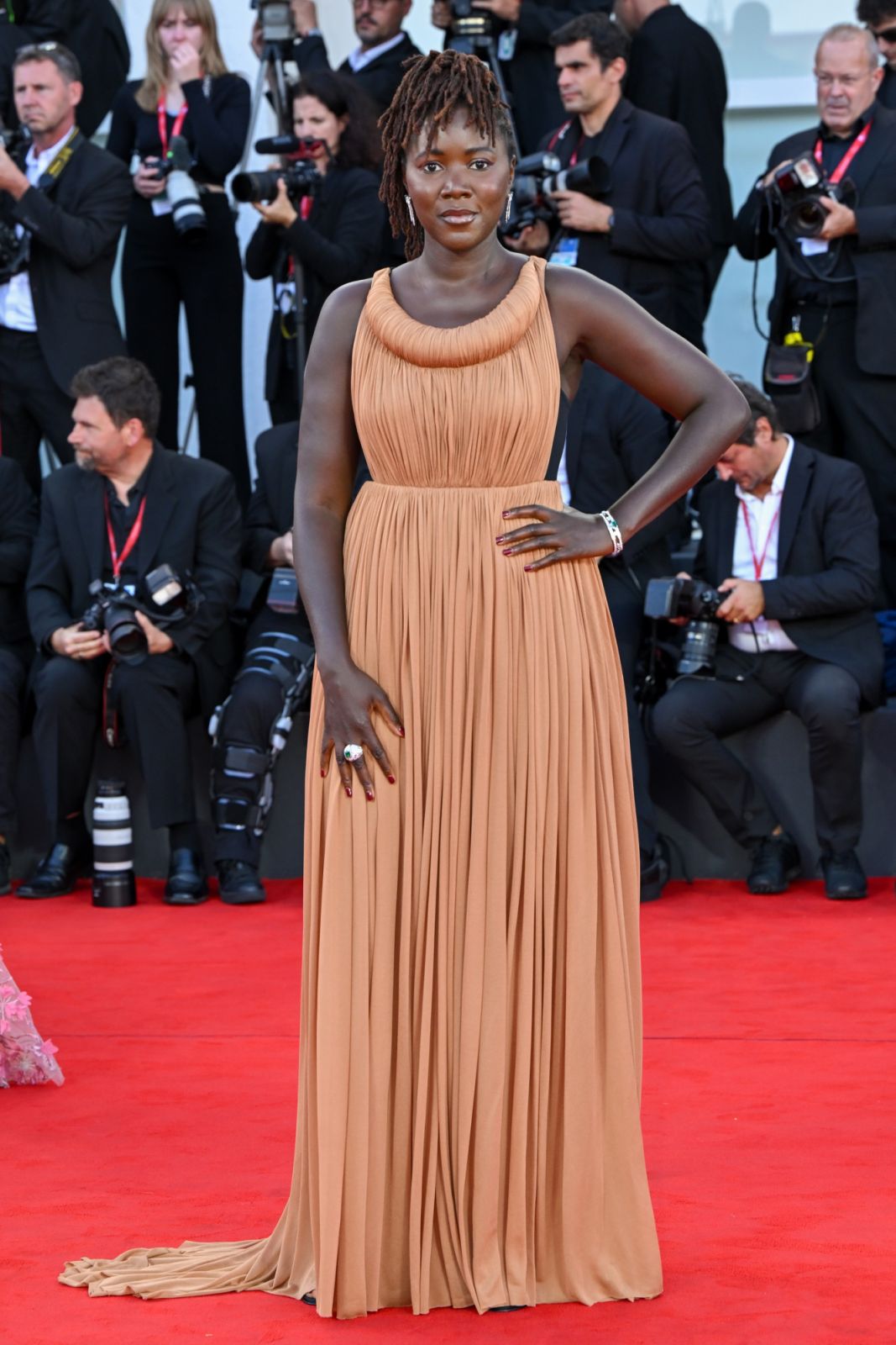 VENICE, ITALY - AUGUST 30: Alice Diop attends the opening red carpet at the 80th Venice International Film Festival at  on August 30, 2023 in Venice, Italy. (Photo by Stephane Cardinale - Corbis/Corbis via Getty Images)
