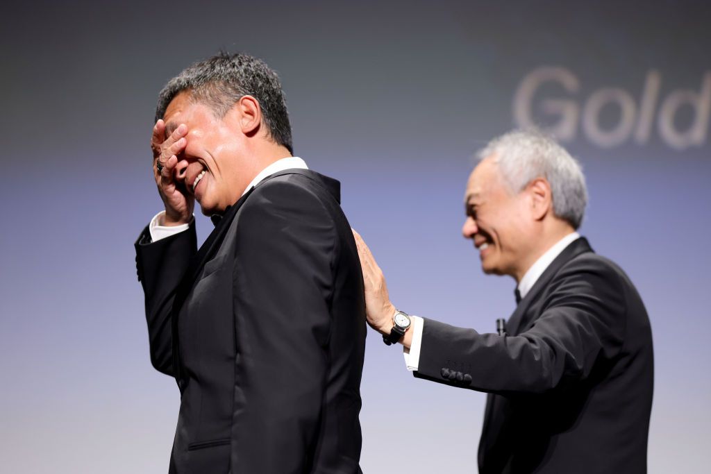VENICE, ITALY - SEPTEMBER 02: Ang Lee and Tony Leung Chiu-Wai attend the Golden Lion For Lifetime Achievement Award Ceremony at the 80th Venice International Film Festival on September 02, 2023 in Venice, Italy. (Photo by Andreas Rentz/Getty Images)