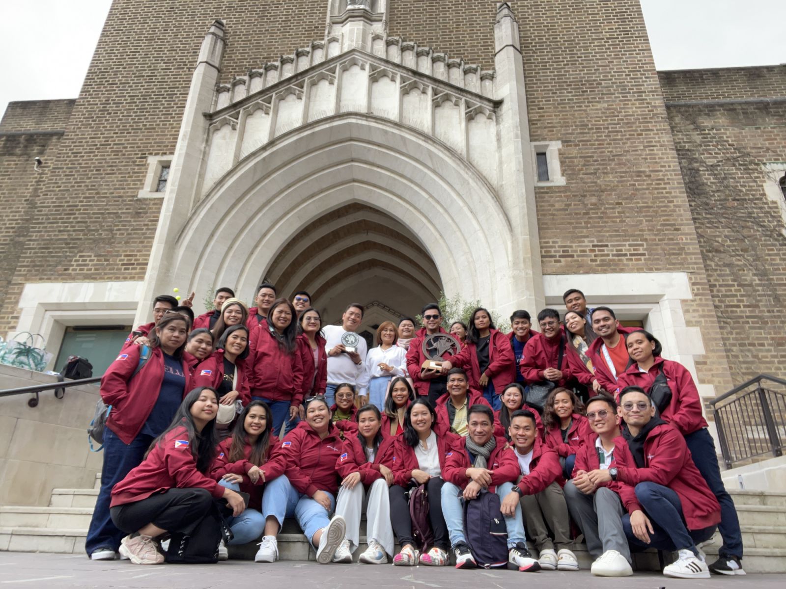 Members of Kammerchor Manila pose in front of Our Lady of Victories Church in Kensington, London (Photo: Kammerchor Manila)