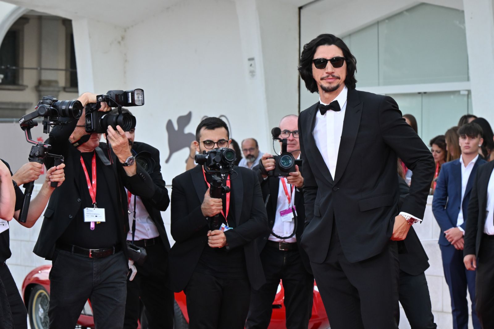 VENICE, ITALY - AUGUST 31: Adam Driver attends a red carpet for the movie "Ferrari" at the 80th Venice International Film Festival on August 31, 2023 in Venice, Italy. (Photo by Stephane Cardinale - Corbis/Corbis via Getty Images)