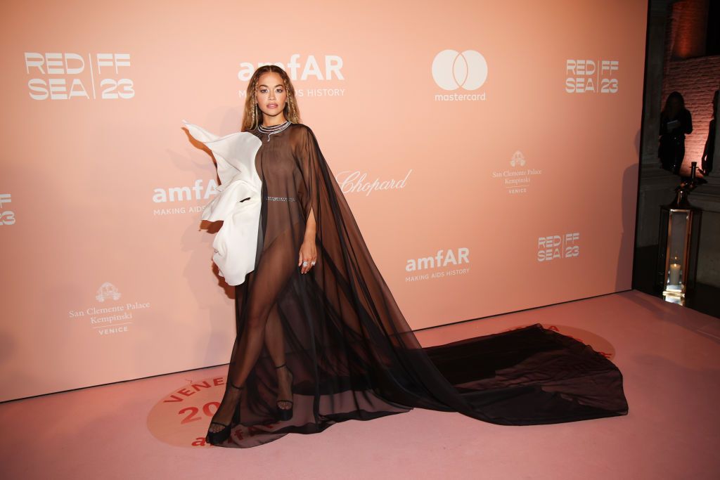 VENICE, ITALY - SEPTEMBER 03: Rita Ora attends the amfAR gala Venezia 2023 presented The Red Sea International Film Festival on September 03, 2023 in Venice, Italy. (Photo by Daniele Venturelli/Getty Images for The Red Sea International Film Festival)