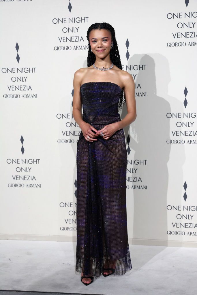 VENICE, ITALY - SEPTEMBER 02: India Ria Amarteifio attends Giorgio Armani "One Night In Venice" photocall on September 02, 2023 in Venice, Italy. (Photo by Vittorio Zunino Celotto/Getty Images)