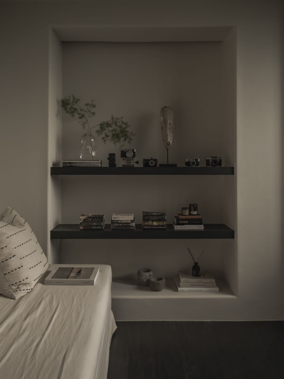Curated pieces decorate the study