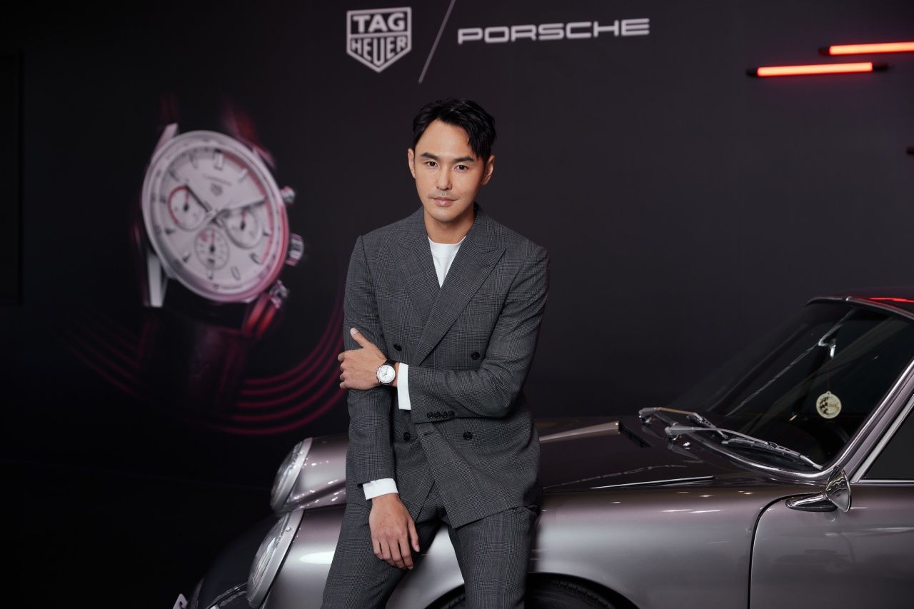 金馬影帝阮經天出席TAG Heuer Carrera Chronosprint x Porsche發表會,並佩戴新腕錶的精剛款。(Photo: TAG Heuer)