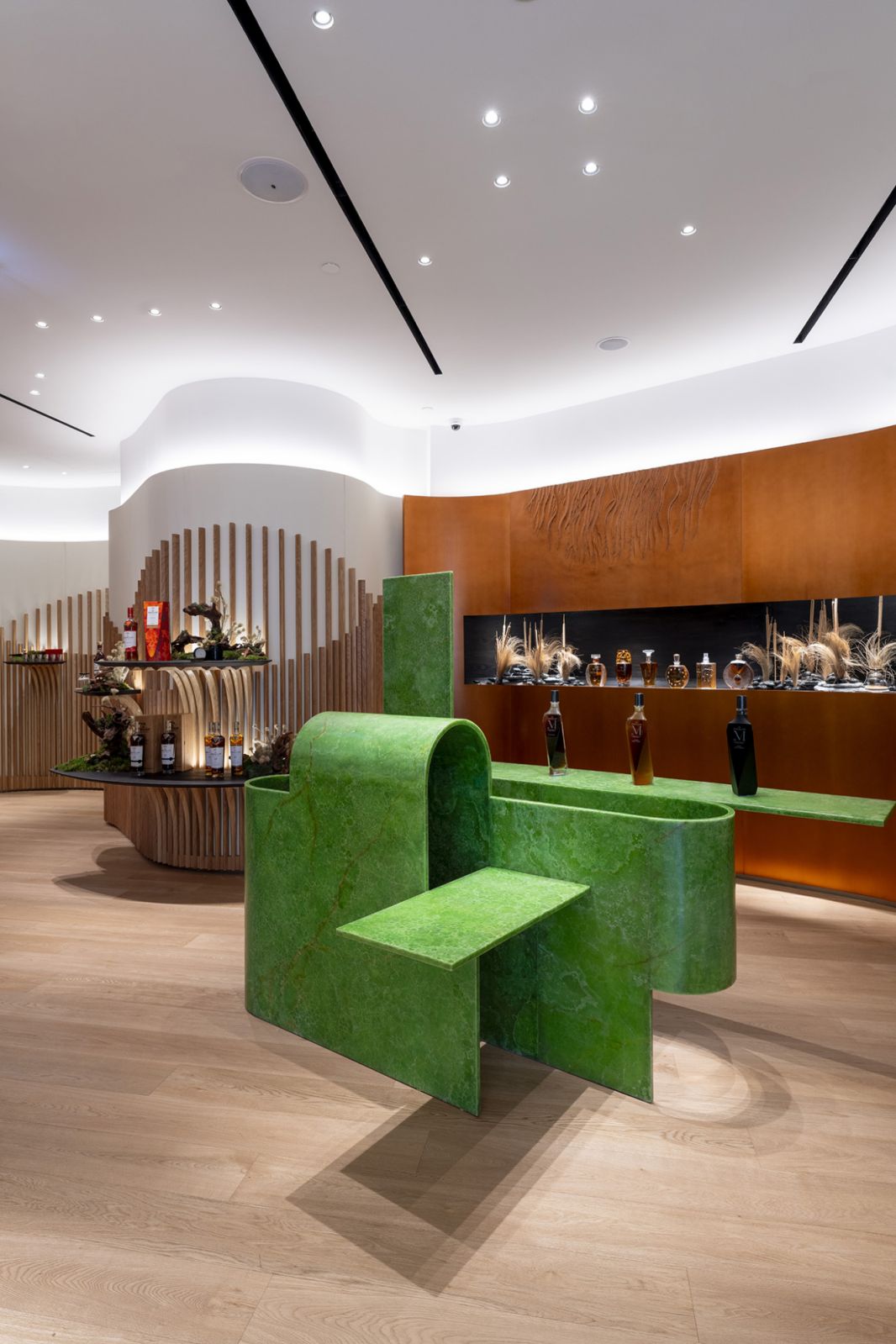 Green onyx table designed by local artist Nathan Yong