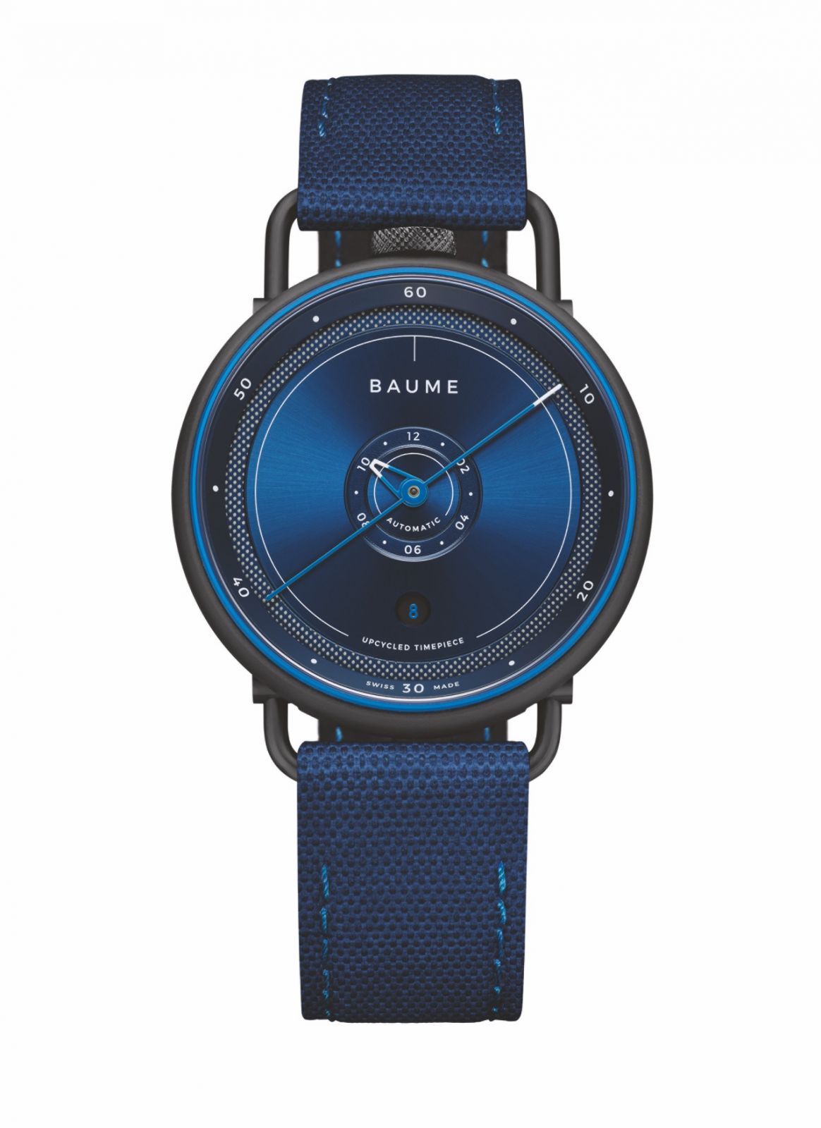 Baume & Mercier Baume Ocean II。在這款腕錶中延續了它們的「綠色」冒險!這款腕錶的錶殼是由非政府組織Waste Free Oceans所生產,以海洋回收的塑料與20%的玻璃纖維混合而成的塑料所製作。(Photo: Baume & Mecier)