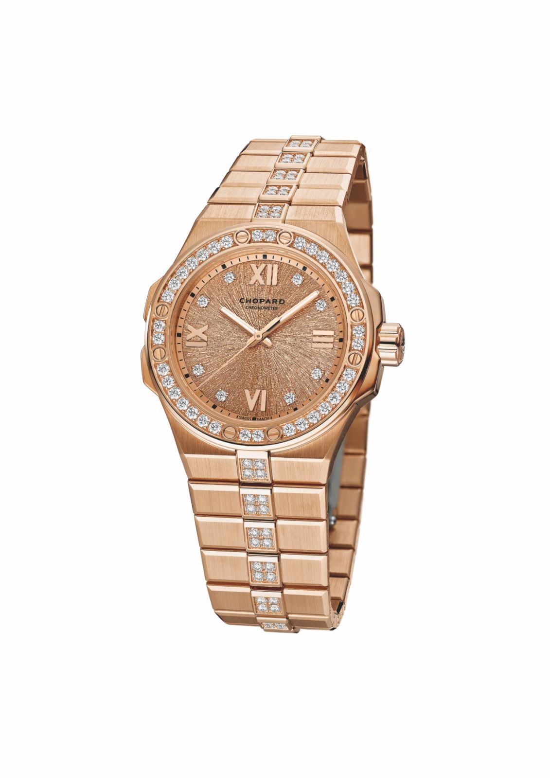 Chopard Alpine Eagle腕錶,成功的將運動風格與道德價值融為一體。其所使用的是符合道德倫理標準的黃金, 亦即其開採、生產的方式均是以負責任的態度所進行; 並且其供應商已通過RJC Chain of Custody 認證。(Photo: Chopard)