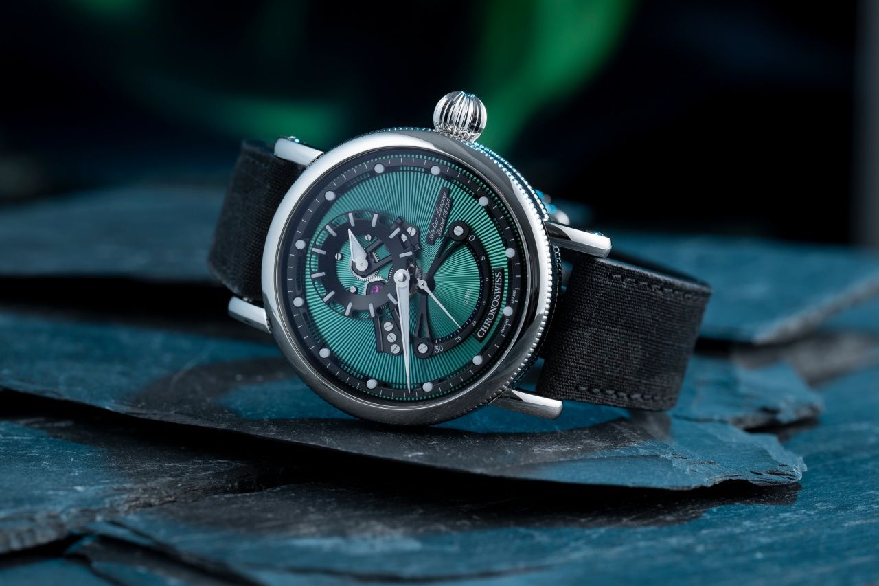 Chronoswiss Open Gear ReSec Aurora以最新科技和傳統工藝極力捕捉北極極光，並將其帶到手腕上。（Photo: Chronoswiss）