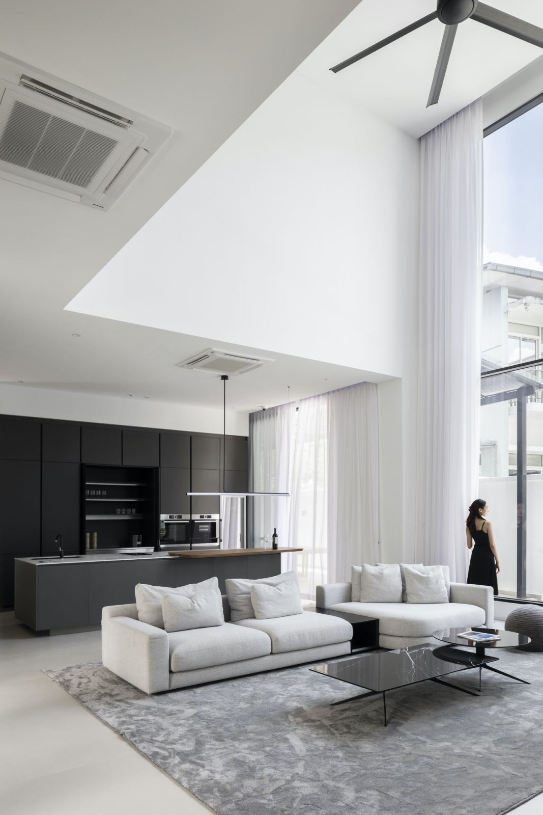 High ceilings allow natural light in