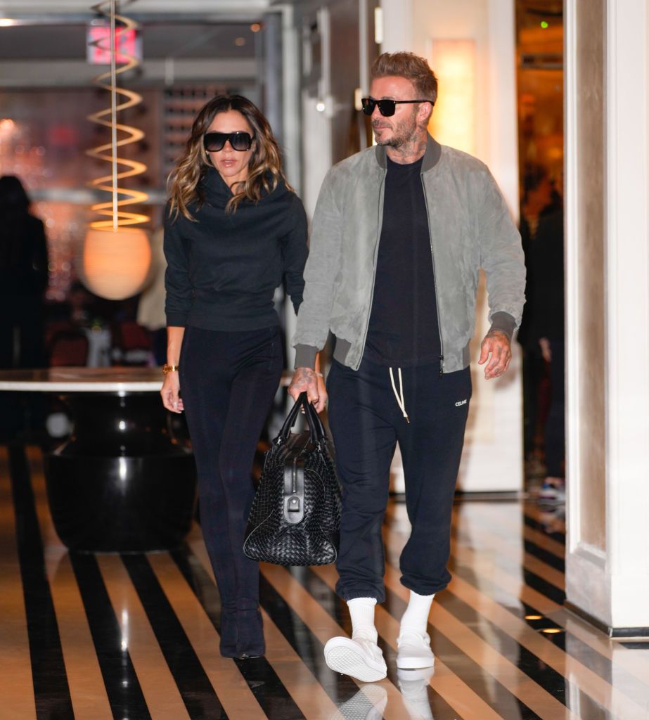 NEW YORK, NEW YORK - OCTOBER 15: Victoria Beckham and David Beckham out and about on October 14, 2022 in New York City. (Photo by Gotham/GC Images)