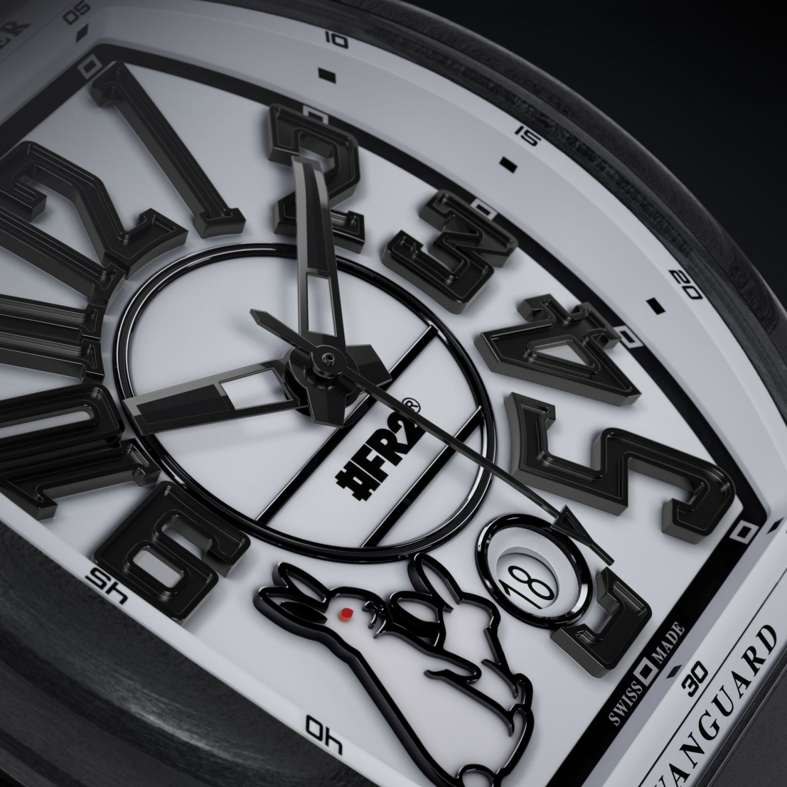 在7點鐘位置的FXXKING RABBIT圖騰是這枚腕錶的最大亮點。（Photo: Franck Muller）