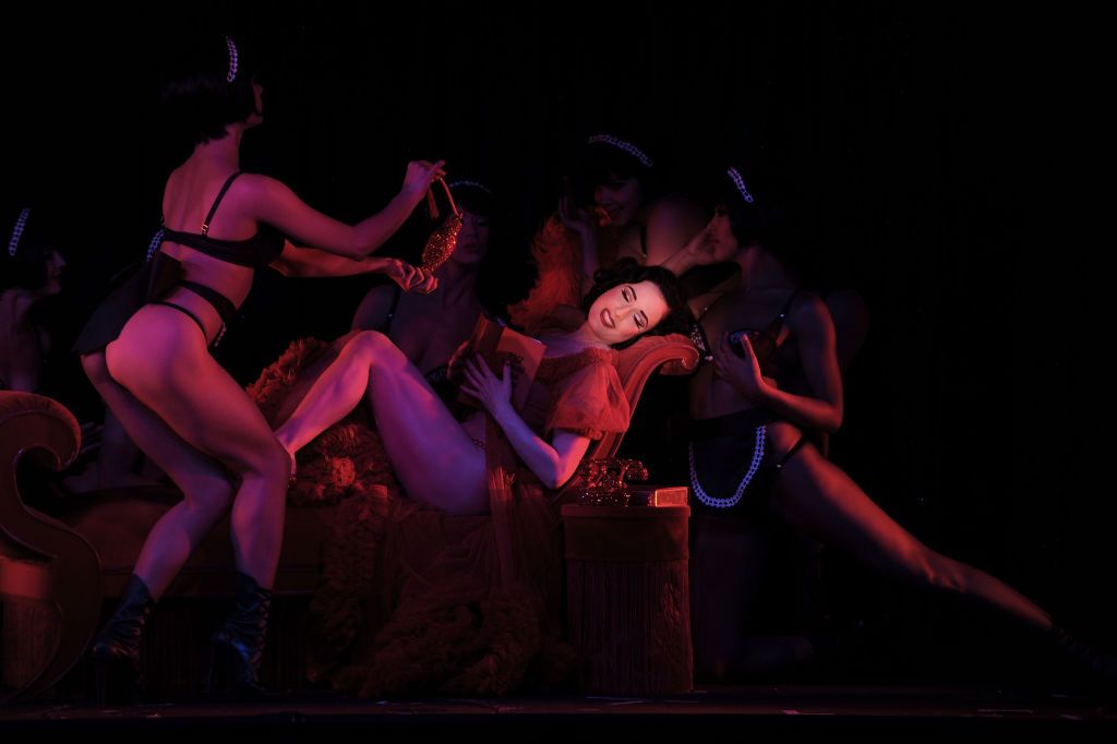 LAS VEGAS - MARCH 31: Dita Von Tease performs at Crazy Horse Paris at MGM Grand on March 31, 2010 in Las Vegas, Nevada. (Photo by Denise Truscello/WireImage)