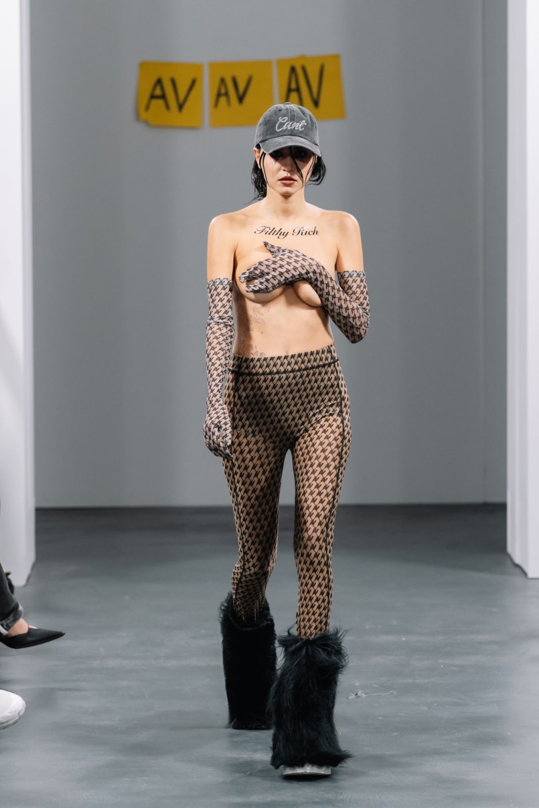 MILAN, ITALY - SEPTEMBER 24: A model walks the runway at the Avavav fashion show during the Milan Fashion Week Womenswear Spring/Summer 2024 on September 24, 2023 in Milan, Italy. (Photo by Alena Zakirova/Getty Images)