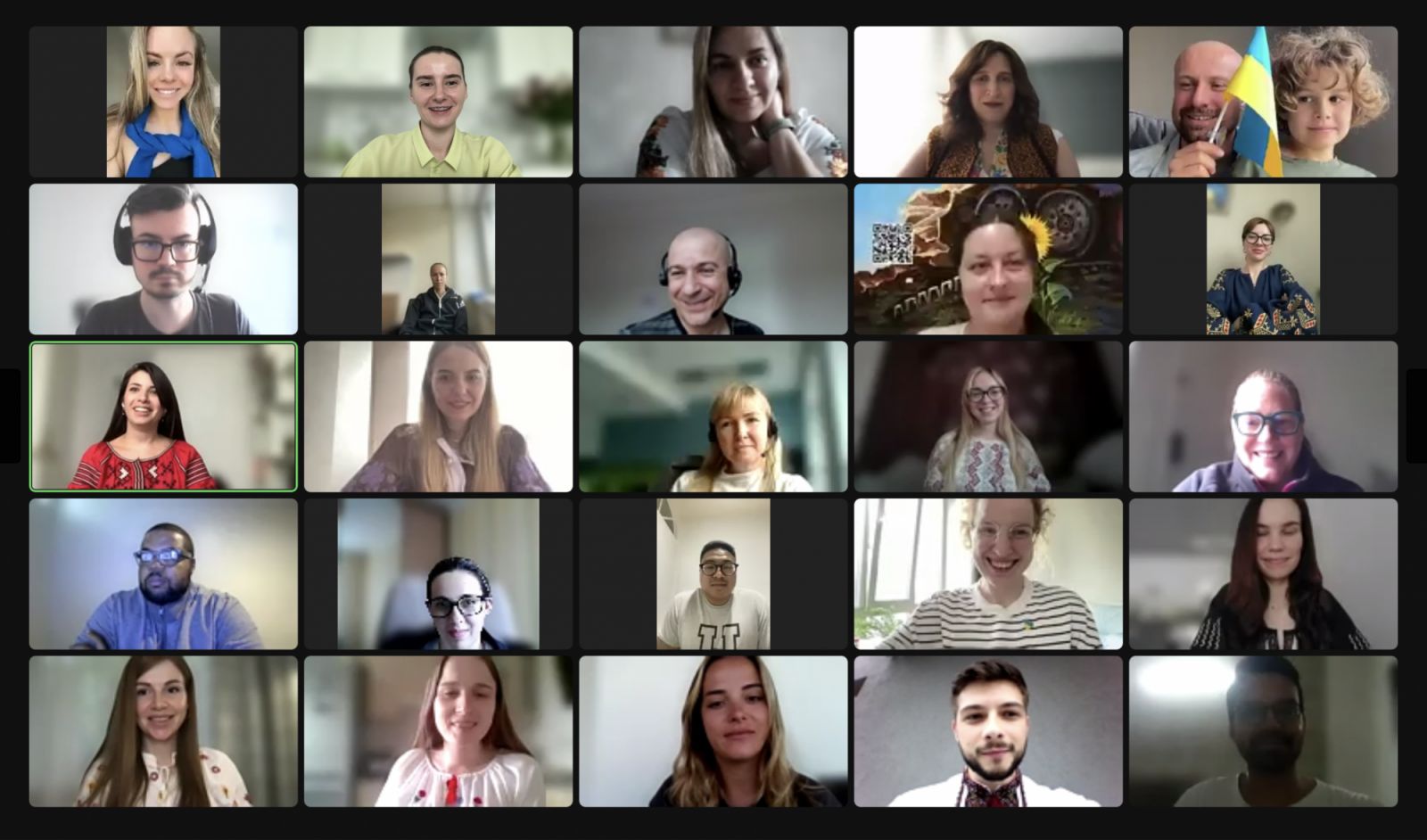 Children of Heroes Team during their weekly call, celebrating Vyshyvanka Day (National Embroidery Day) in Ukraine