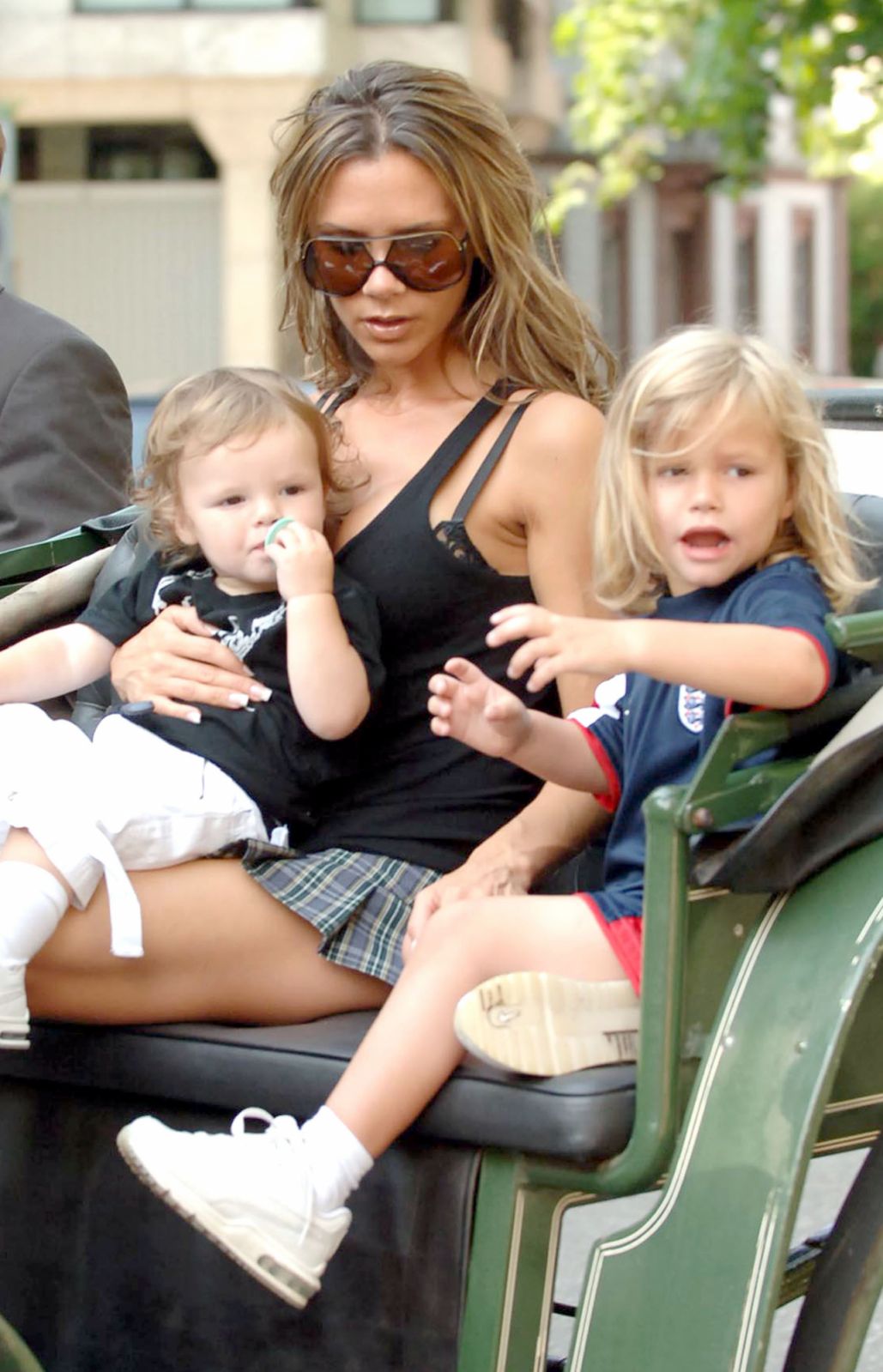 Victoria Beckham, Cruz Beckham and Romeo Beckham during England Player's Wives and Girlfriends Sightings in Baden Baden - June 30, 2006 at Brenner Park Hotel in Baden-Baden, Germany. (Photo by David Lodge/FilmMagic)